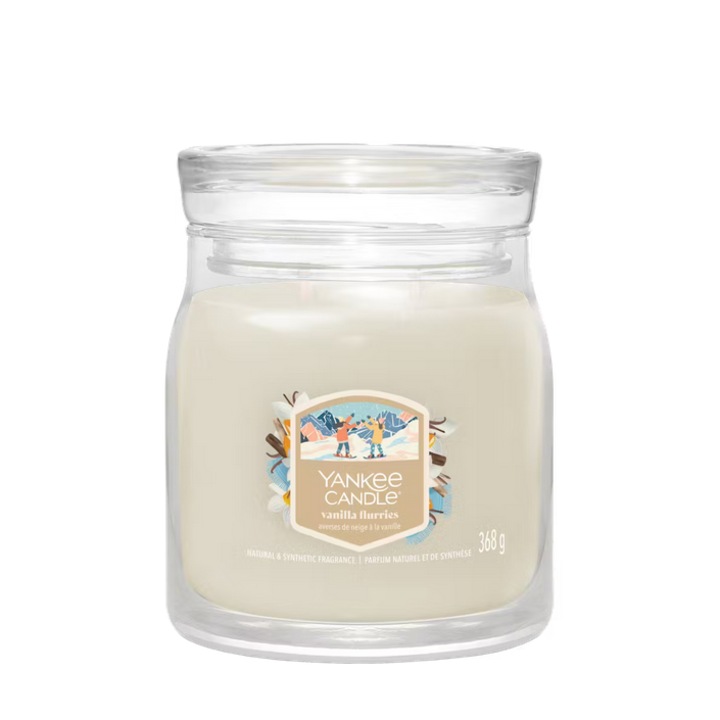 Средна свещ Yankee Candle Vanilla Flurries, ванилия, кехлибар, 1x10см