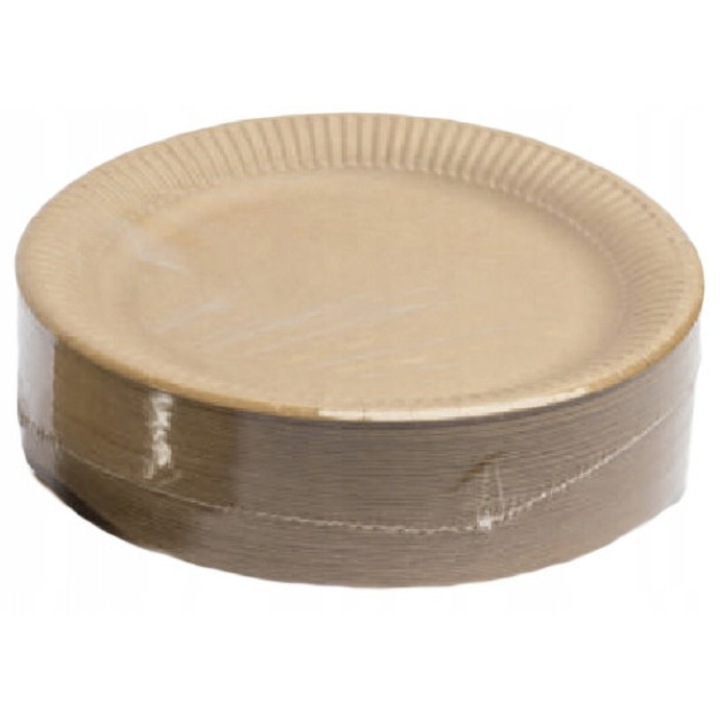 Farfurii, Pol-Mak, 18cm set 50 bucati, biodegradabili, din carton kraft