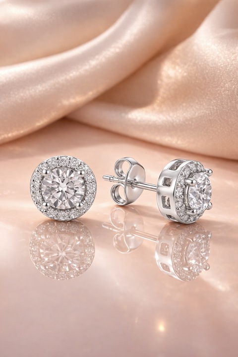 Cercei Argint 925 Premium, placat cu Rodiu, Pietre din zirconiu, Sentivo® cercei dama hipoalergenici, pentru aniversare, sarbatori