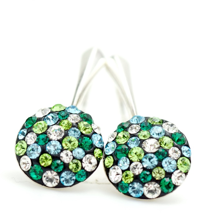 Cercei handmade Chaton Regal Blue & Green – Argint 925