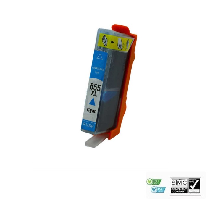 Cartus cerneala compatibil HP 655, albastru cyan, 14 ml, pentru DeskJet Ink Advantage 3525, 4615, 4625, 5000, 5500, 5520, 5525, 6520, 6525