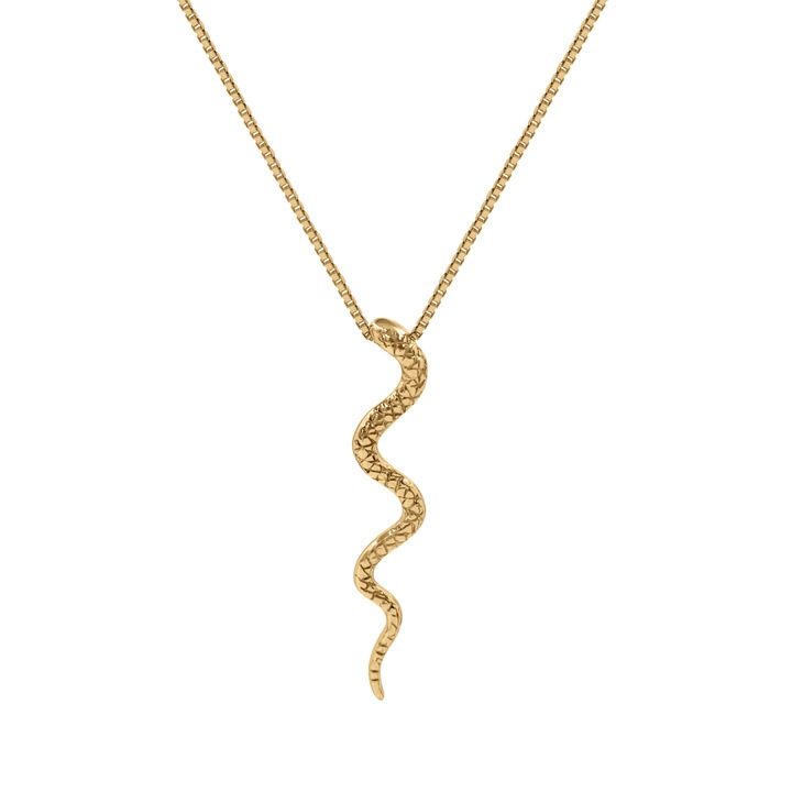 Pandantiv sarpe pe lantisor din argint placat cu aur