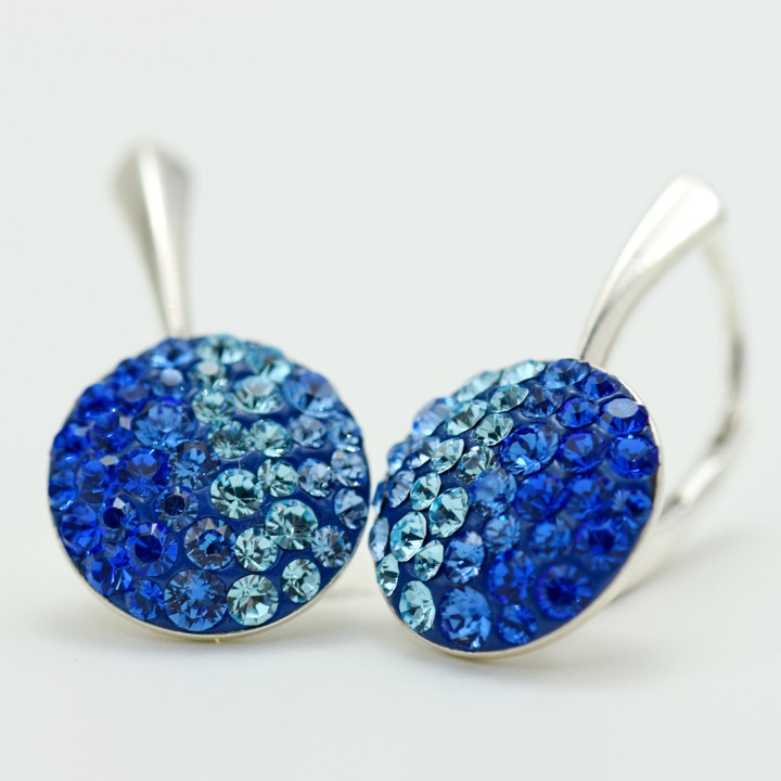 Cercei handmade Chaton Blue Degrade – Argint 925