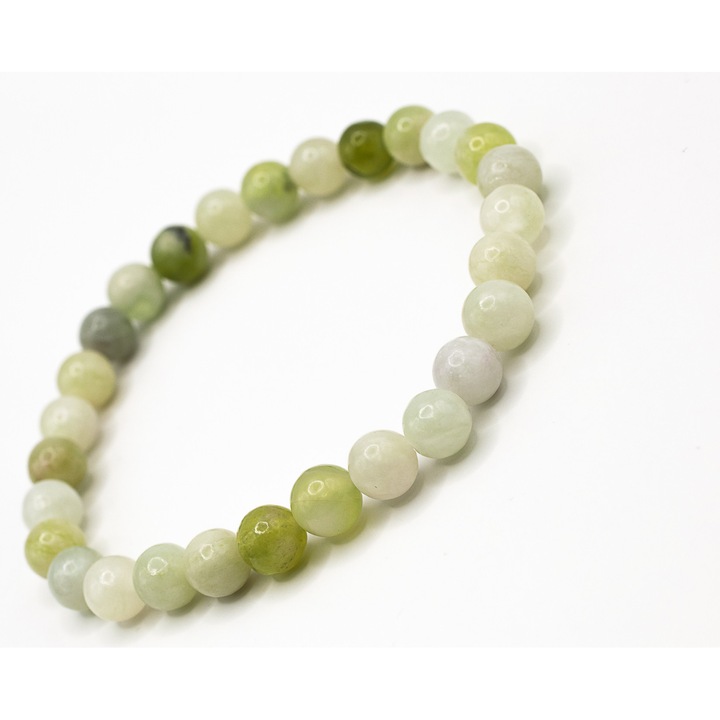 Bratara Olive Jad 6 mm, Piatra Naturala, Elastica, Unisex – ABSTRION