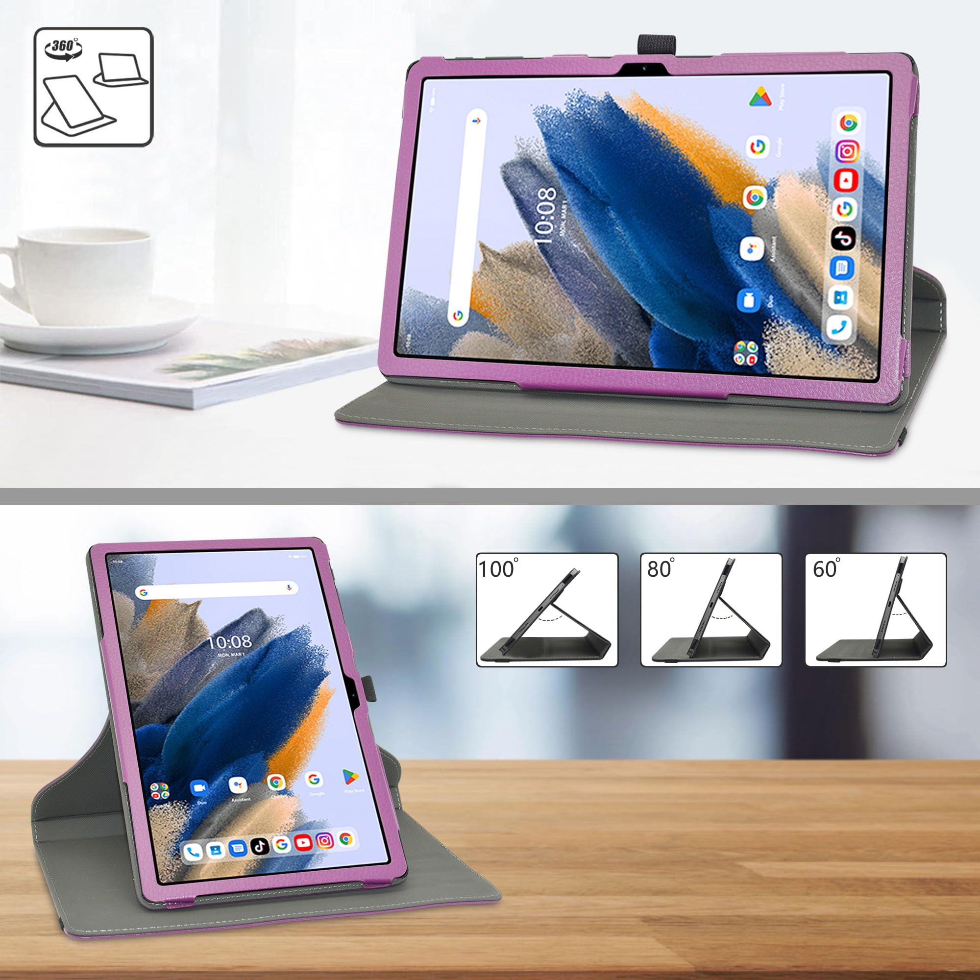 Husa MAMA MOUTH, compatibila cu UMIDIGI A15 Tab, tip carte, culoare mov