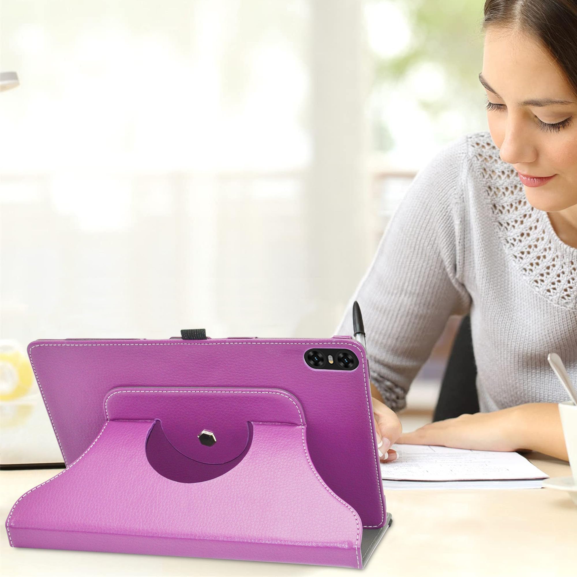 Husa MAMA MOUTH, compatibila cu UMIDIGI A15 Tab, tip carte, culoare mov