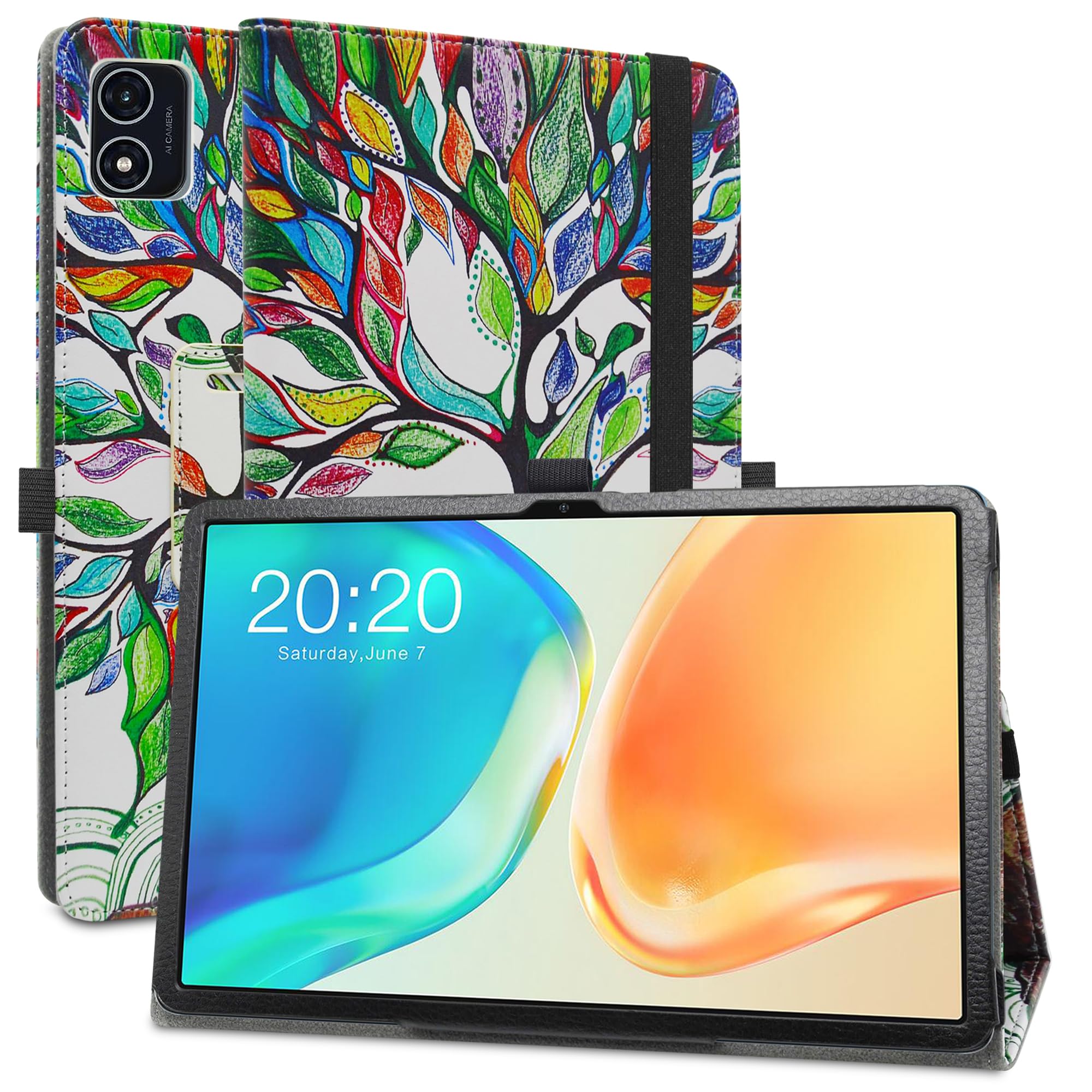 Husa MAMA MOUTH, compatibila cu Teclast M40 Plus / P40HD / P40S, tip carte, piele ecologica, multicolor
