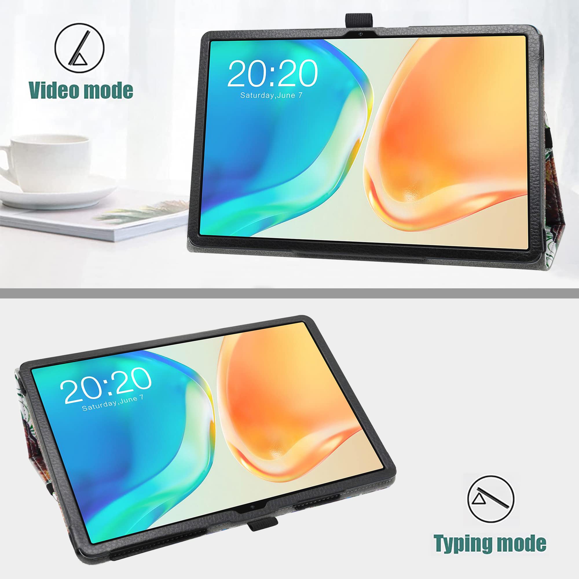 Husa MAMA MOUTH, compatibila cu Teclast M40 Plus / P40HD / P40S, tip carte, piele ecologica, multicolor