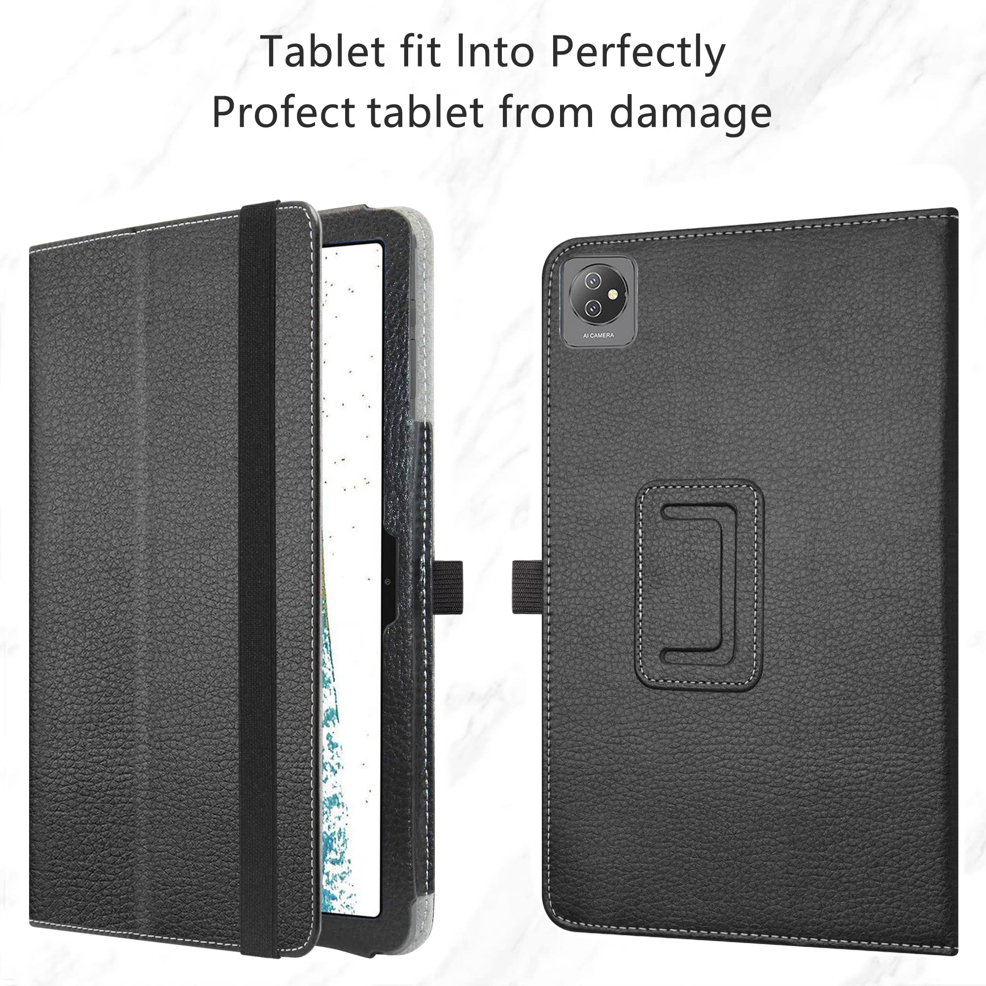 Husa MAMA MOUTH, compatibila cu OSCAL Pad60/Pad70/Pad6/Pad16/Blackview Tab 7, piele ecologica, culoare negru