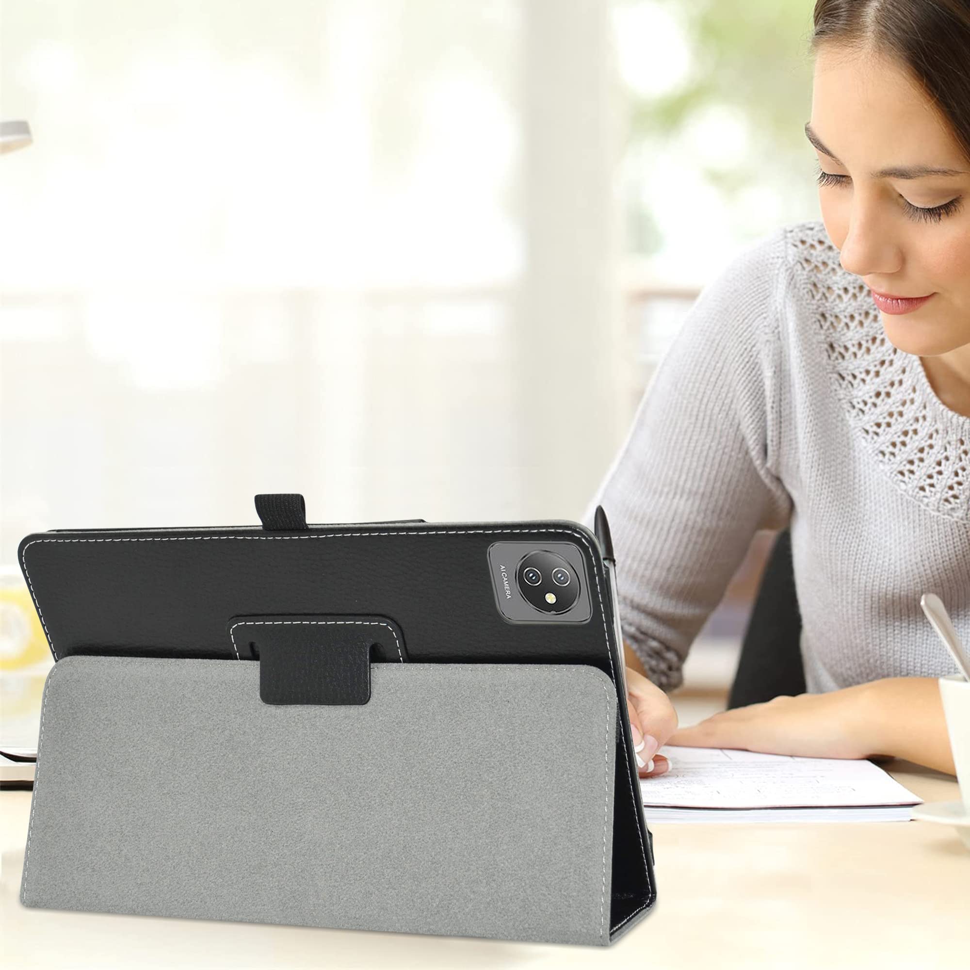 Husa MAMA MOUTH, compatibila cu OSCAL Pad60/Pad70/Pad6/Pad16/Blackview Tab 7, piele ecologica, culoare negru