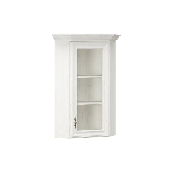 Vitrina de colt Expomob IRYS, 1 usa, geam, dimensiune 55,8x55,8x108,9 cm, culoare pin anderson