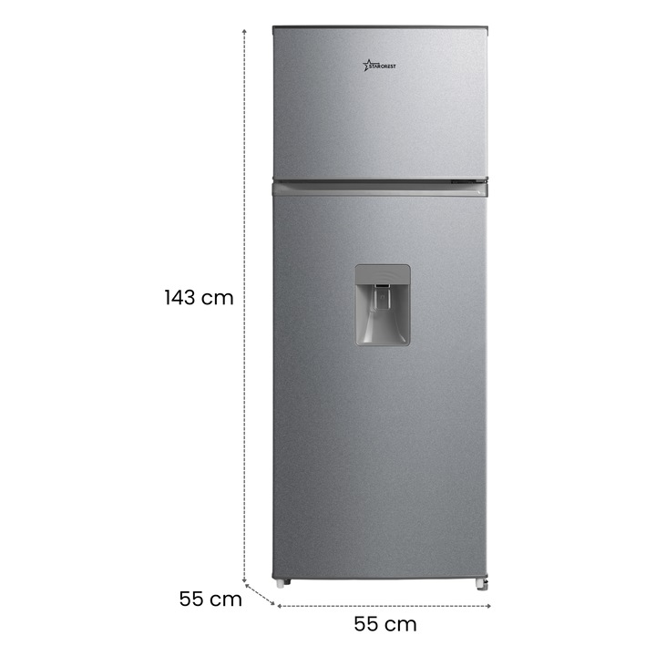 Frigider cu 2 usi STARCREST SF-204WD-SLE, 199 L, Clasa E, Dozator Apa ...