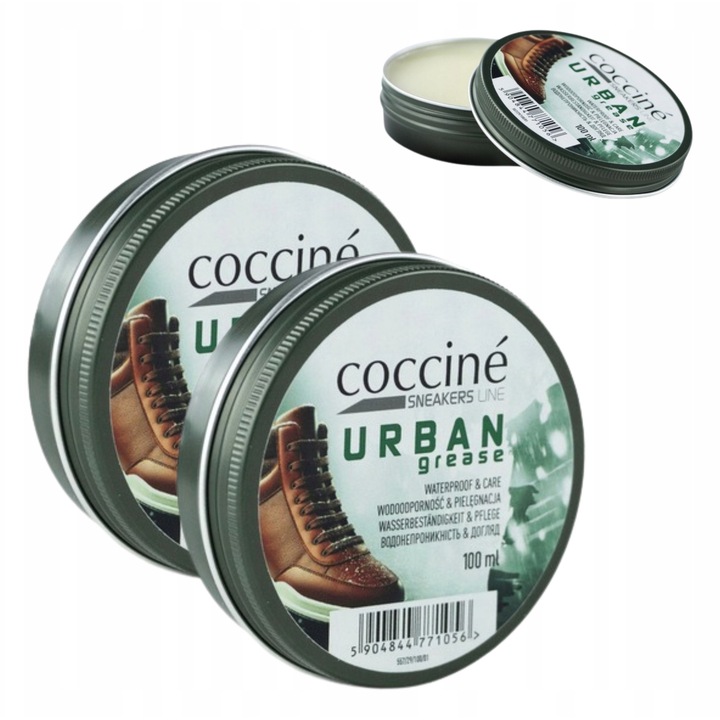 Set, Coccine, Urban Grease, 100 ml, 2x, unsoare pentru ingrijirea incaltamintei, protejeaza impotriva umezelii, hidrateaza, hraneste, imbunatateste aspectul, Multicolor, 2x 100 ml, material: ceara, proprietati: impermeabil, hranitor, protector