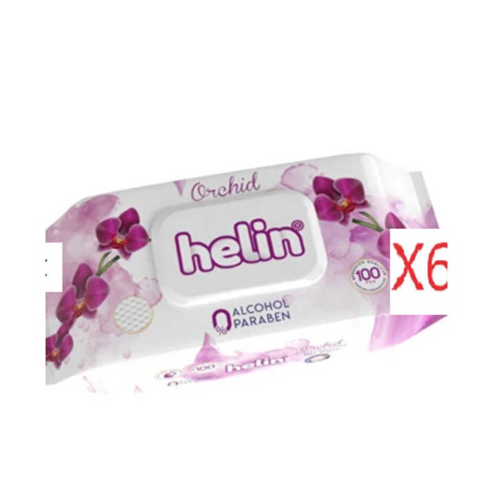 Pachet 6X HELIN servetele umede orhidee 6X 100buc