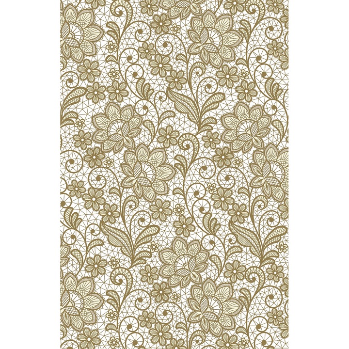 Fata de masa de hartie cu flori aurii, POL-MAK, 120x180cm