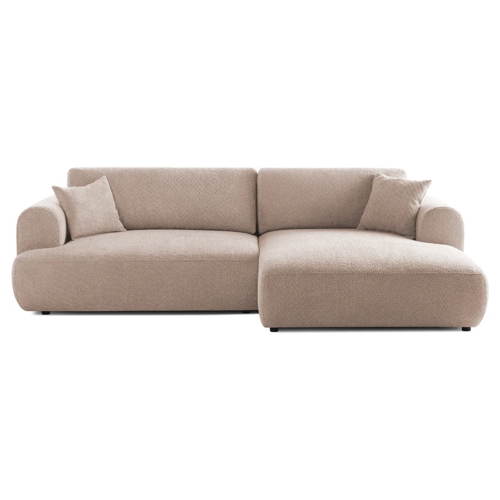 Coltar Extensibil 3 locuri NOA, Dreapta, cu lada de depozitare, 270x155x80 cm, Crem - Anthology