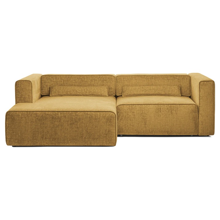 Coltar Extensibil 3 locuri ZANETTO, Stanga, cu lada de depozitare, 240x160x70 cm, Galben - Onyx