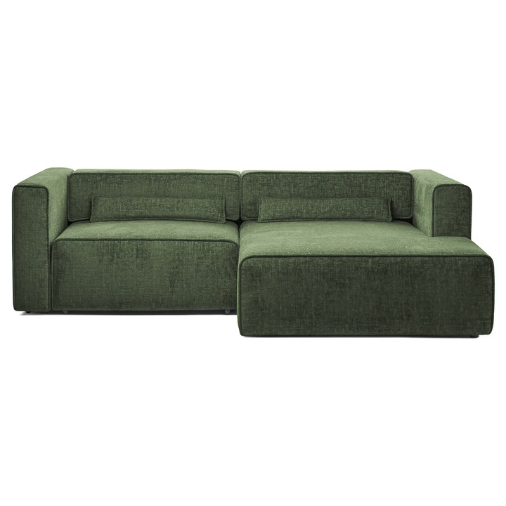 Coltar Extensibil 3 locuri ZANETTO, Dreapta, cu lada de depozitare, 240x160x70 cm, Verde - Onyx