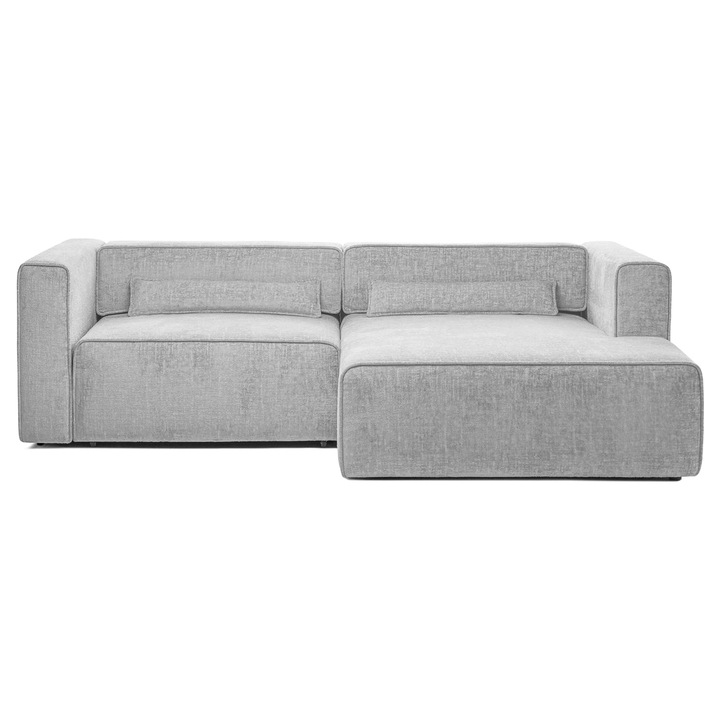 Coltar Extensibil 3 locuri ZANETTO, Dreapta, cu lada de depozitare, 240x160x70 cm, Gri Argintiu - Onyx