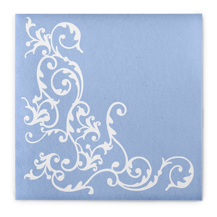 Servetele de masa festive Linclass - Pomp (Baby Blue-Alb) / 40 x 40 cm / 50 buc