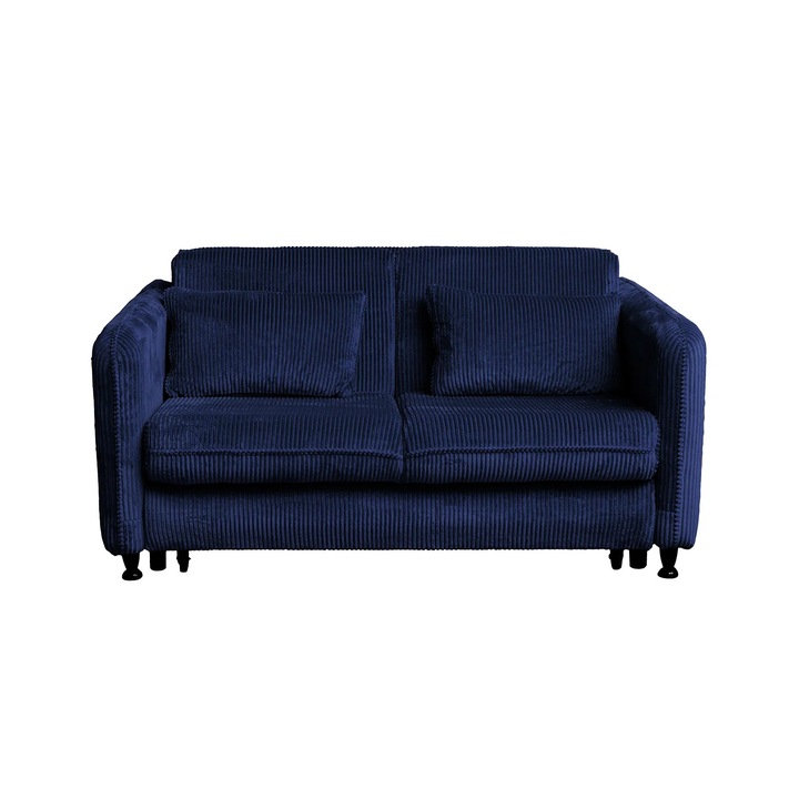 Canapea extensibila Expomob RAVIT, 3 locuri, cu arcuri si lada depozitare, dimensiune 173x122x88 cm, culoare albastru