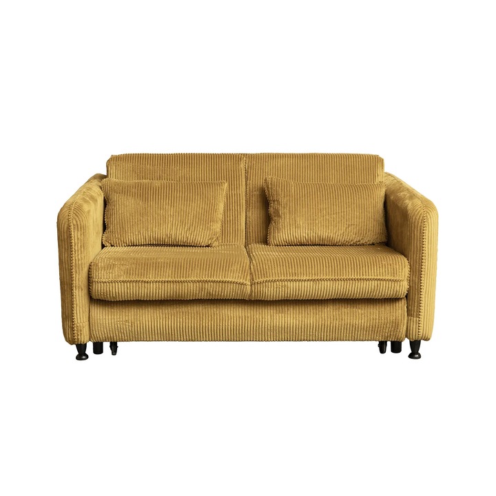 Canapea extensibila Expomob RAVIT, 3 locuri, cu arcuri si lada depozitare, dimensiune 173x122x88 cm, culoare galben mustar