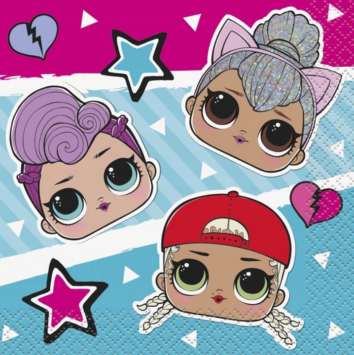 Szalvétaszett, Unique, LOL SURPRISE, 16 db, 25x25cm