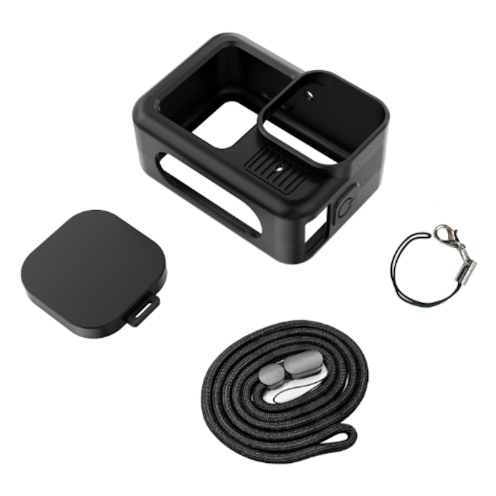 Силиконов защитен калъф за Gopro Hero 13, заедно със Силиконова защитна капачка за обектив и връзка, Черен