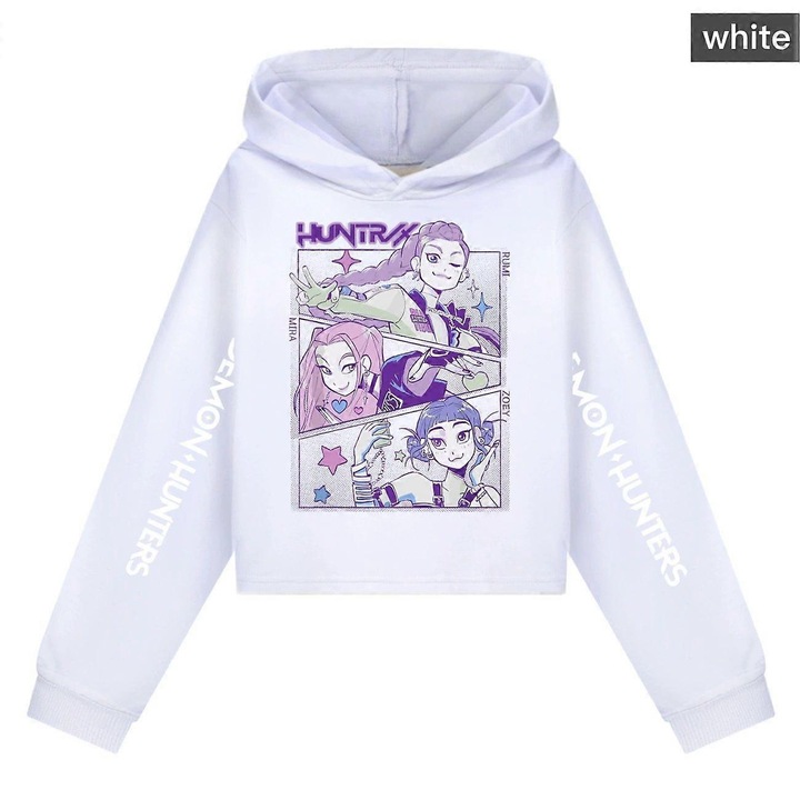 Суичър за момичета, Kpop Demon Hunters, памукdwqf, Бял