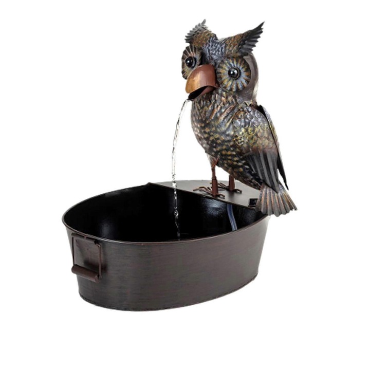 Fantana decorativa pentru gradina, sculptura in forma de pasare, 15x10x6cm, 30x20x12cm, 22x15x10cm, 20x14x10cm, cu pompa USB