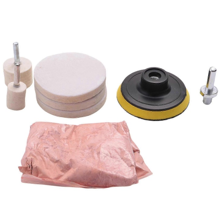 Kit de lustruire a zgarieturilor cu oxid de ceriu, 8 buc., 120 g - Solutie pentru indepartarea zgarieturilor in profunzime, pentru geamurile parbrizelor