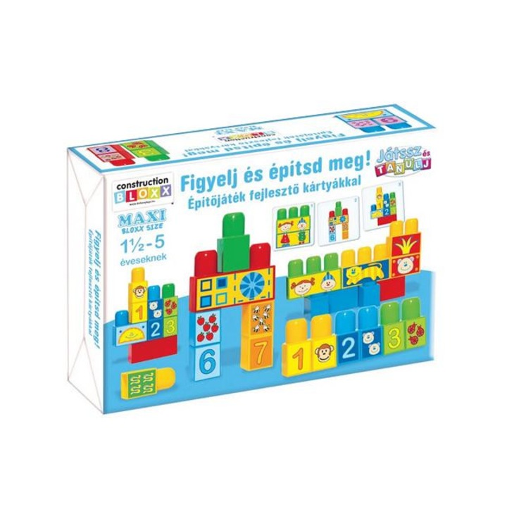 Játssz és tanulj!: Figyelj és építsd meg! Építőjáték fejlesztő kártyákkal - D-Toys