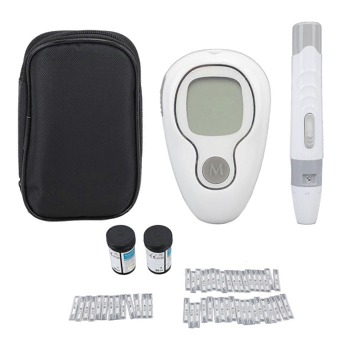 Glucometru cu 50 benzi de testare, stabilitate ridicata, design usor de citit, utilizare simpla