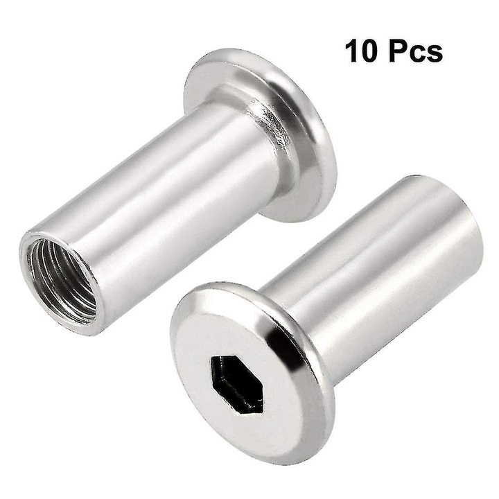 Set 10 suruburi M8x20mm cu cap hexagonal, 10mm, pentru mobilier