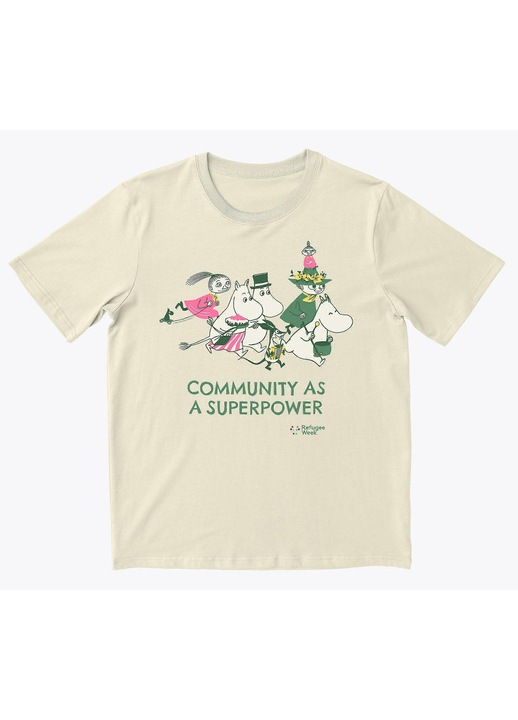 Férfi póló, Menekültek Hete, pamut, bézs, digitális nyomat