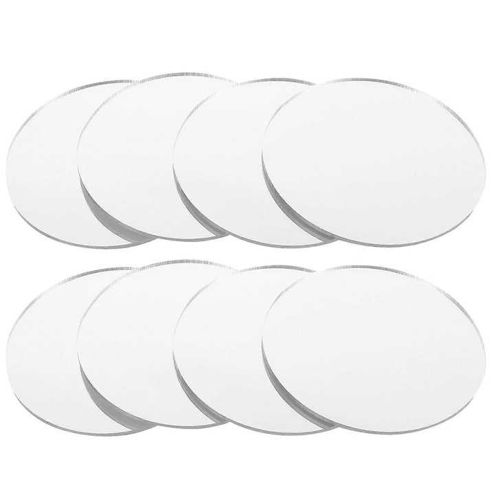 Set foi oglinda, rotunde, din acril 10.00x10.00x0.50cm, 8 bucati, argintii