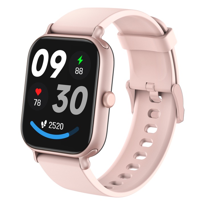 Smartwatch QiFeng™ CX3 Roz, 2,0” HD színes kijelző, Pulzusszám, SpO₂ és alvásfigyelés, Több sportmód, Hívás- és üzenetértesítések, IP67 vízálló, Női fitnesz karkötő
