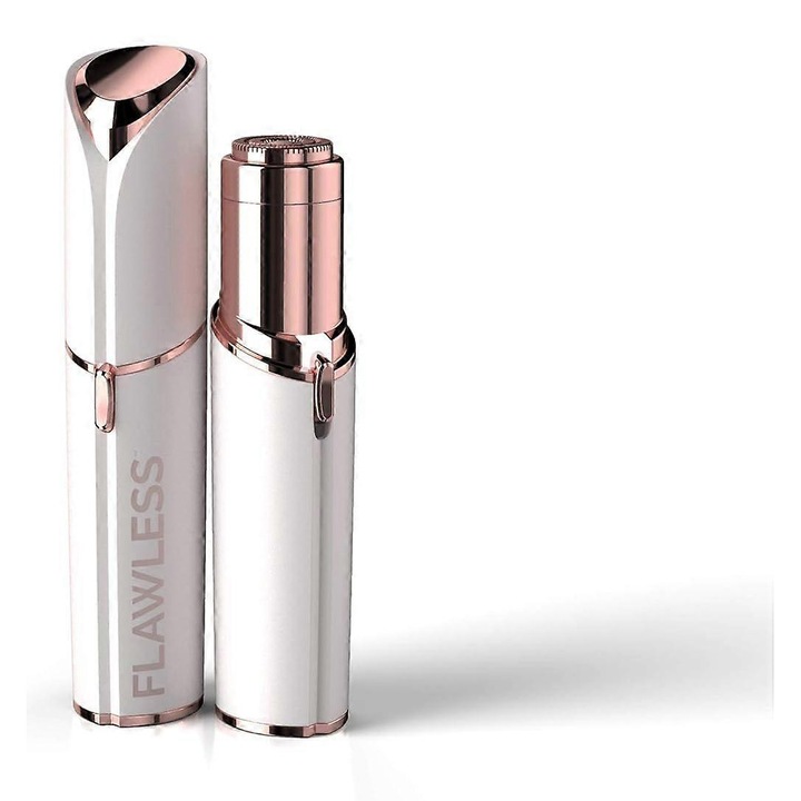 Epilator facial electric, alb/roz auriu, cu iluminare LED, pentru indepartarea parului nedorit