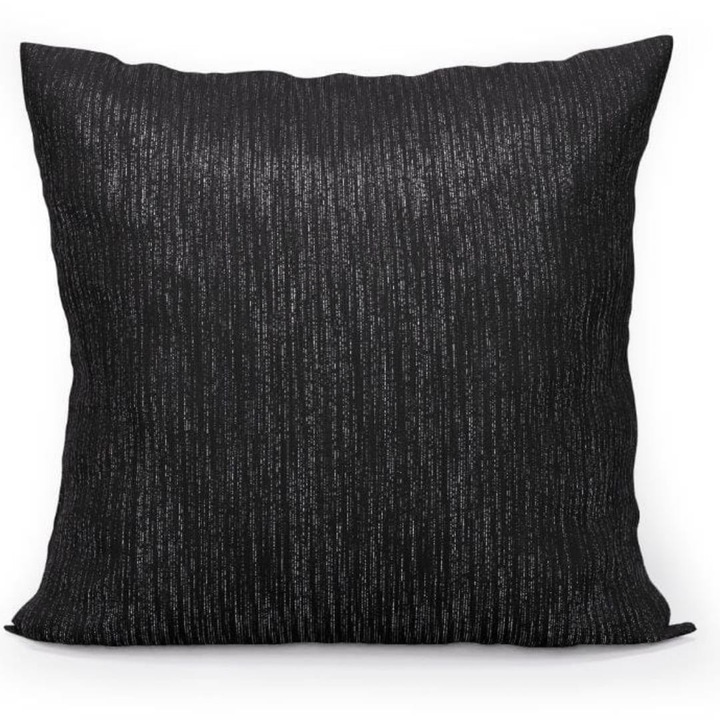 Díszpárnahuzat, Faro, Dekoratív Applikációk, Poliészter, Négyzet Alakú, Megfordítható Huzat, Kellemes Tapintású, Cipzárral Felszerelt, Hipoallergén, Oeko Tex Standard 100 Tanúsítvánnyal, Fekete