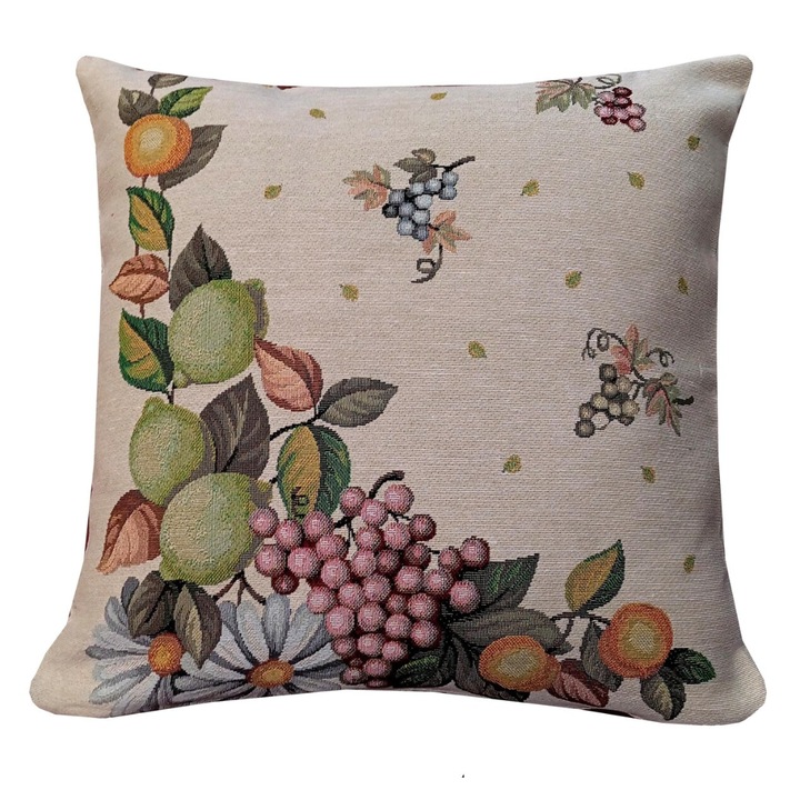 Díszpárnahuzat, Jedeka, 45 x 45 cm, Poliészter, Dekoratív Applikációk, Négyzet Alakú, Megfordítható Huzat, Kellemes Tapintású, Cipzárral Felszerelt, Hipoallergén, Oeko Tex Standard 100 Tanúsítvánnyal, Fehér Többszínű