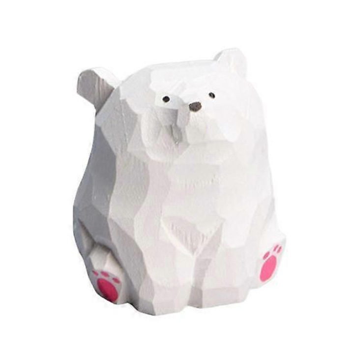 Figurina din lemn, set 3 ursi, decor rustic, 3x3.5x3.5cm, alb, maro, negru