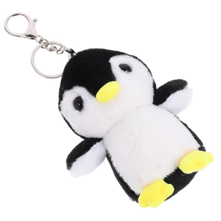 Breloc cu pandantiv pinguin din plus, dimensiune 12x10x6cm, design dragut