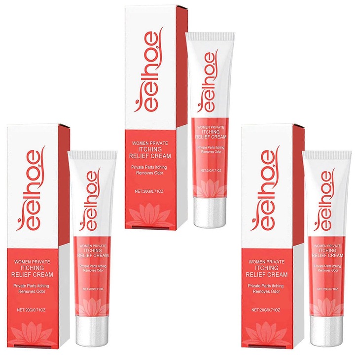 Crema anti-mancarime pentru parti intime femei, 3 bucati, 12.5x3cm, efect rapid si de lunga durata