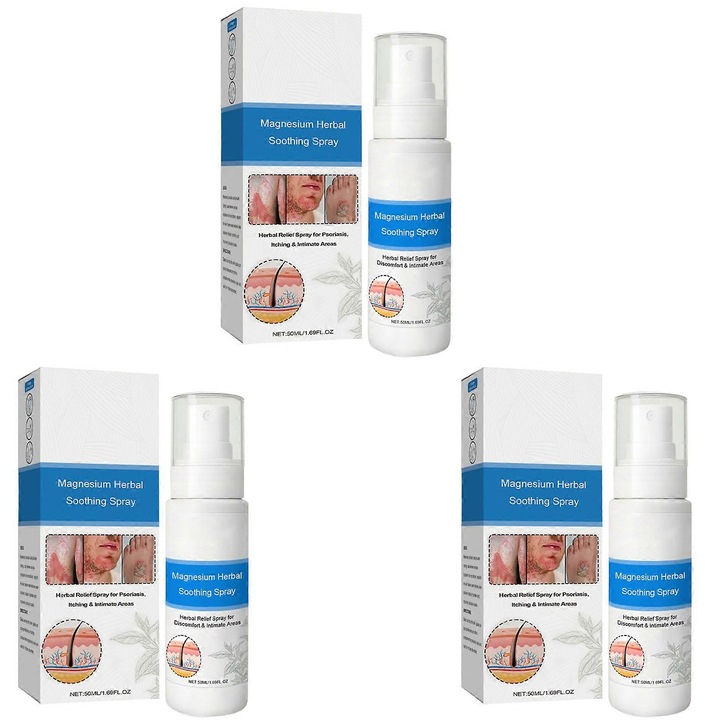 Psoriasis spray, 3 db, természetes összetevők, 50ml, 3.3x3.3x12cm