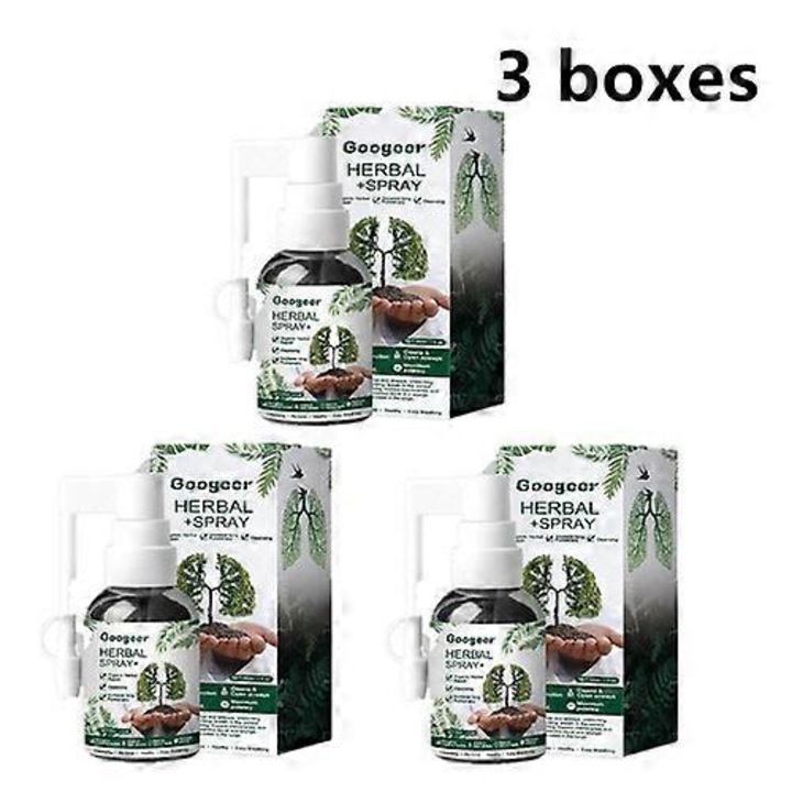 Tüdőtisztító spray, 30 ml, Googeer, 3 flakonos készlet, tisztító, fiatalító, védő hatás