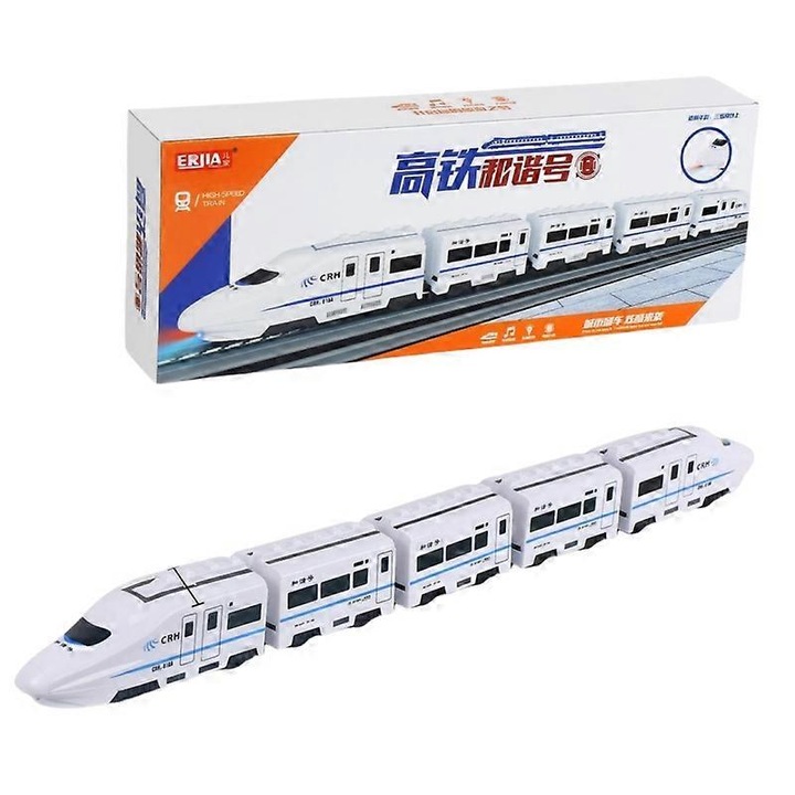 Set trenulete de jucarie, 551A, 5 vagoane, alb, 41.5x5x6.5cm