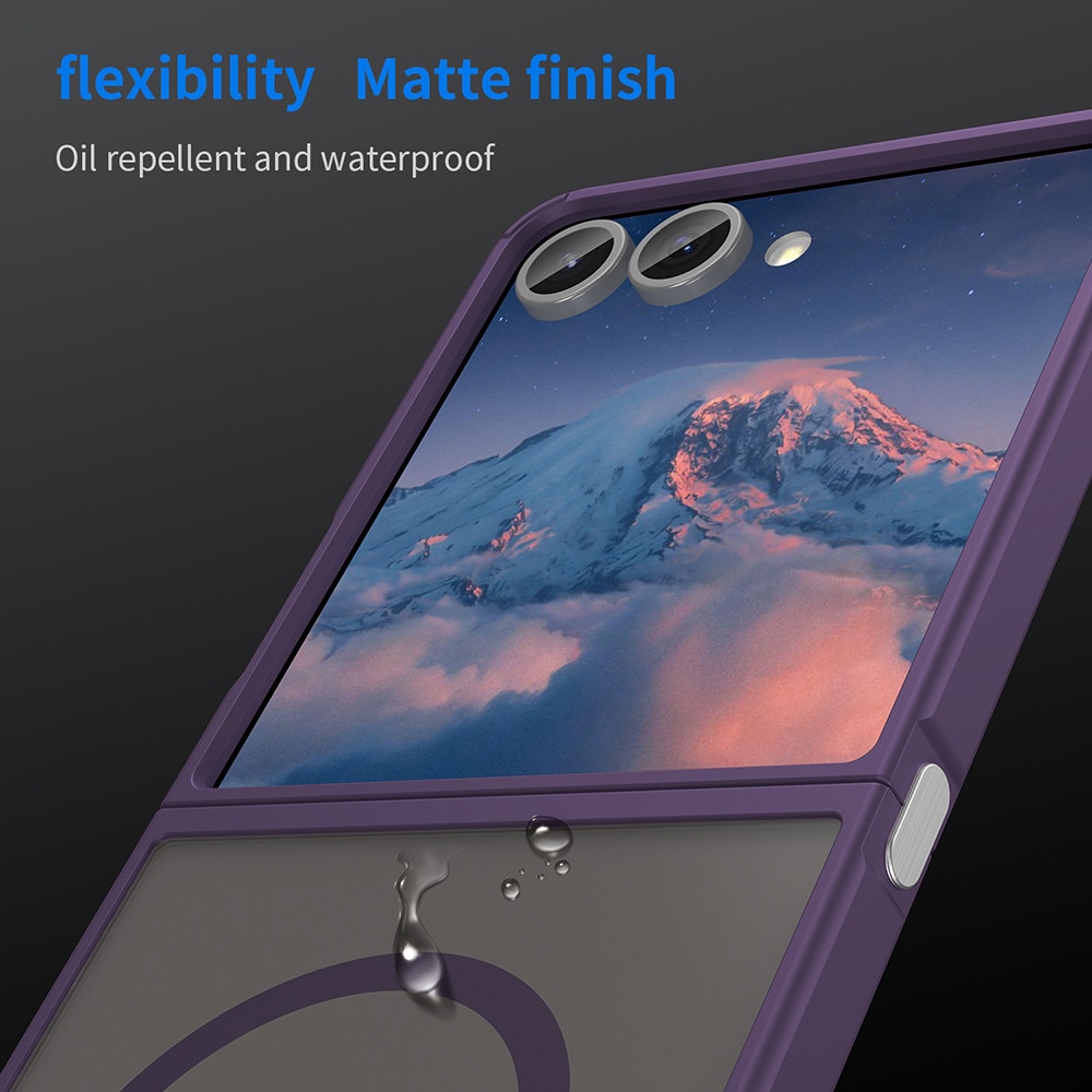 Husa Matte MagSafe pentru Samsung Galaxy Z Flip7, protectie completa, contur mov