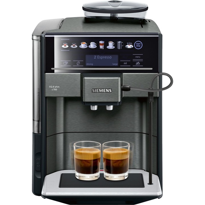 Espressor Automat Siemens EQ.6 Plus S700 TE657319RW, 1500W, 15 Bar, OneTouch DoubleCup, Spumare Lapte Automata, 1.7 L. Argintiu