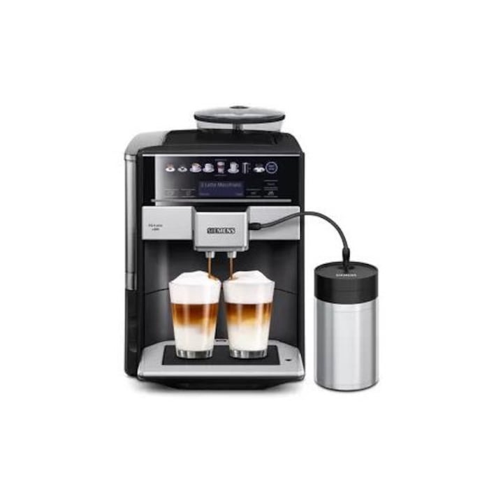 Автоматична еспресо машина Siemens EQ.6 TE658209RW, 1500 W, Капучино, Американо, Ристрето, Лате, 19 бара, Тъч, 1.7 л, Черен