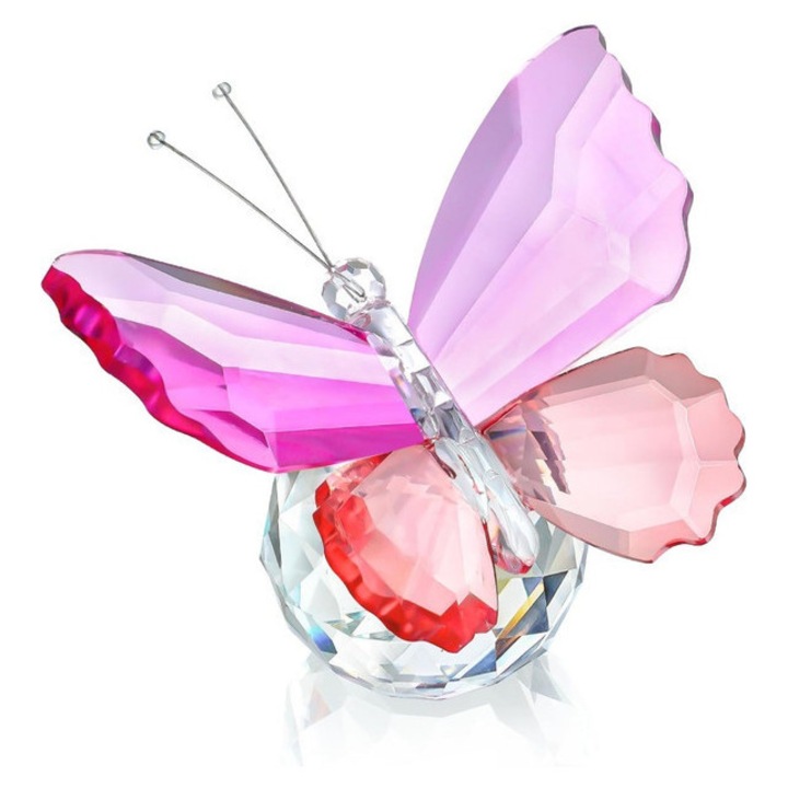 Ornament din cristal roz, Ronyes®, fluture cu baza din cristal, 5,5 x 4 x 7,5 cm, potrivit pentru Ziua Indragostitilor, Craciun, zile de nastere, cadouri de absolvire